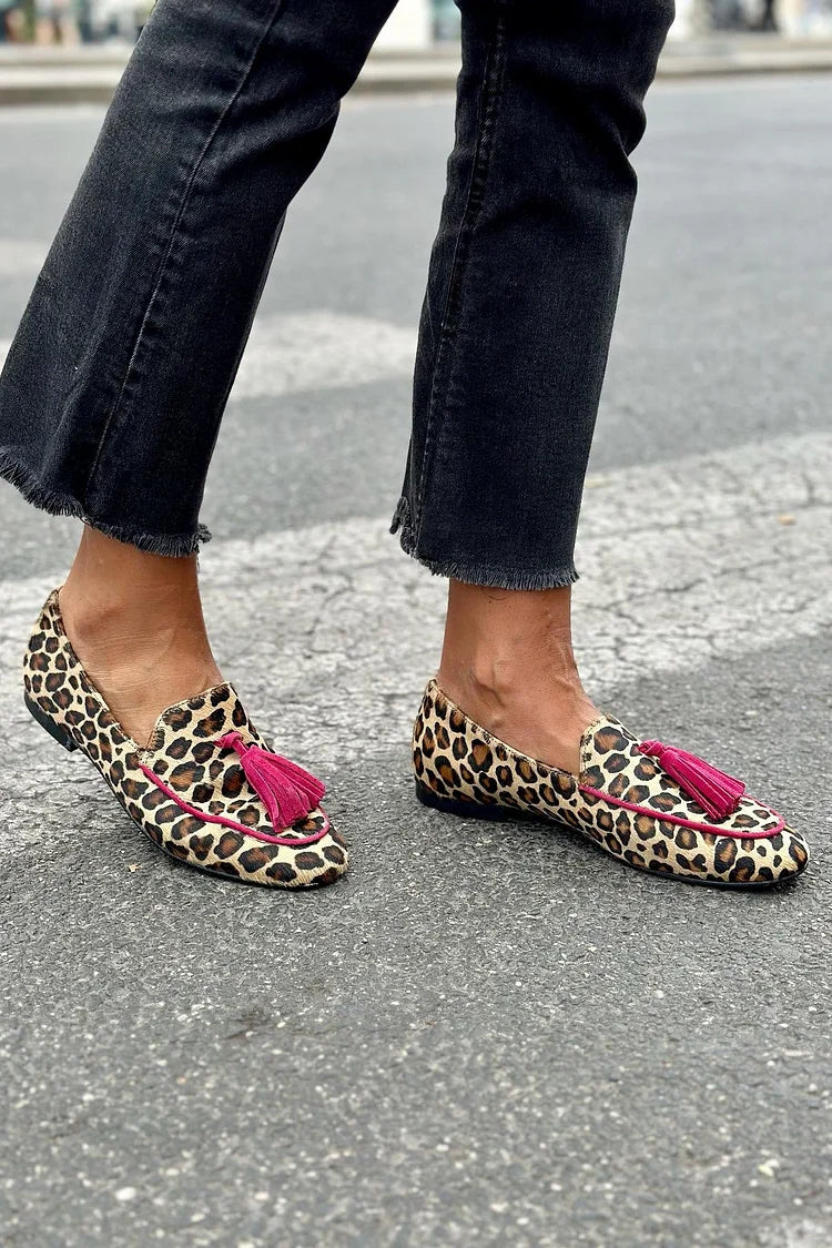 Edina | Fuchsia Fringed Loafers