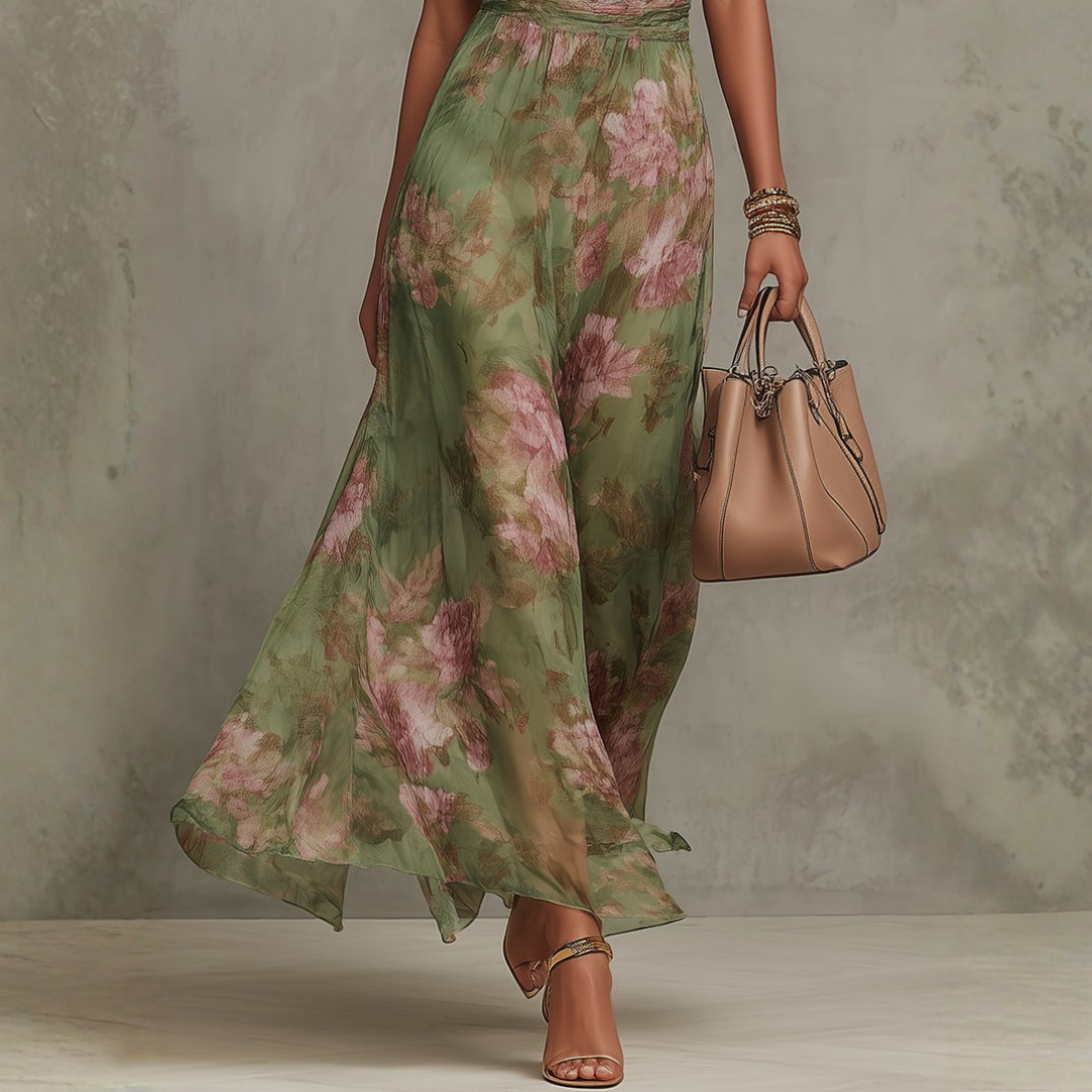 Ethereal Bloom Halter Maxi Dress