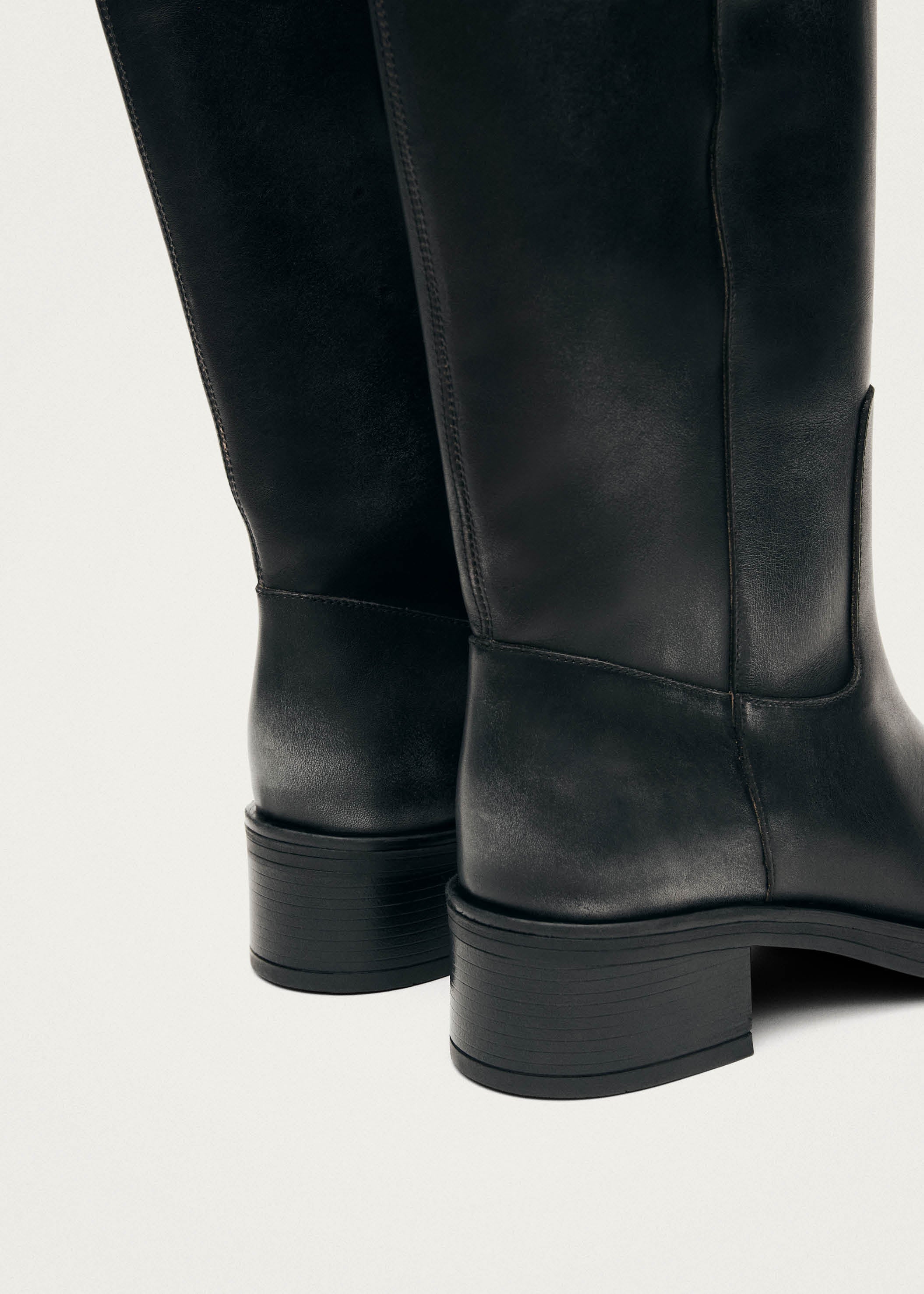 Sajan Vintage Effect Black Leather Boots