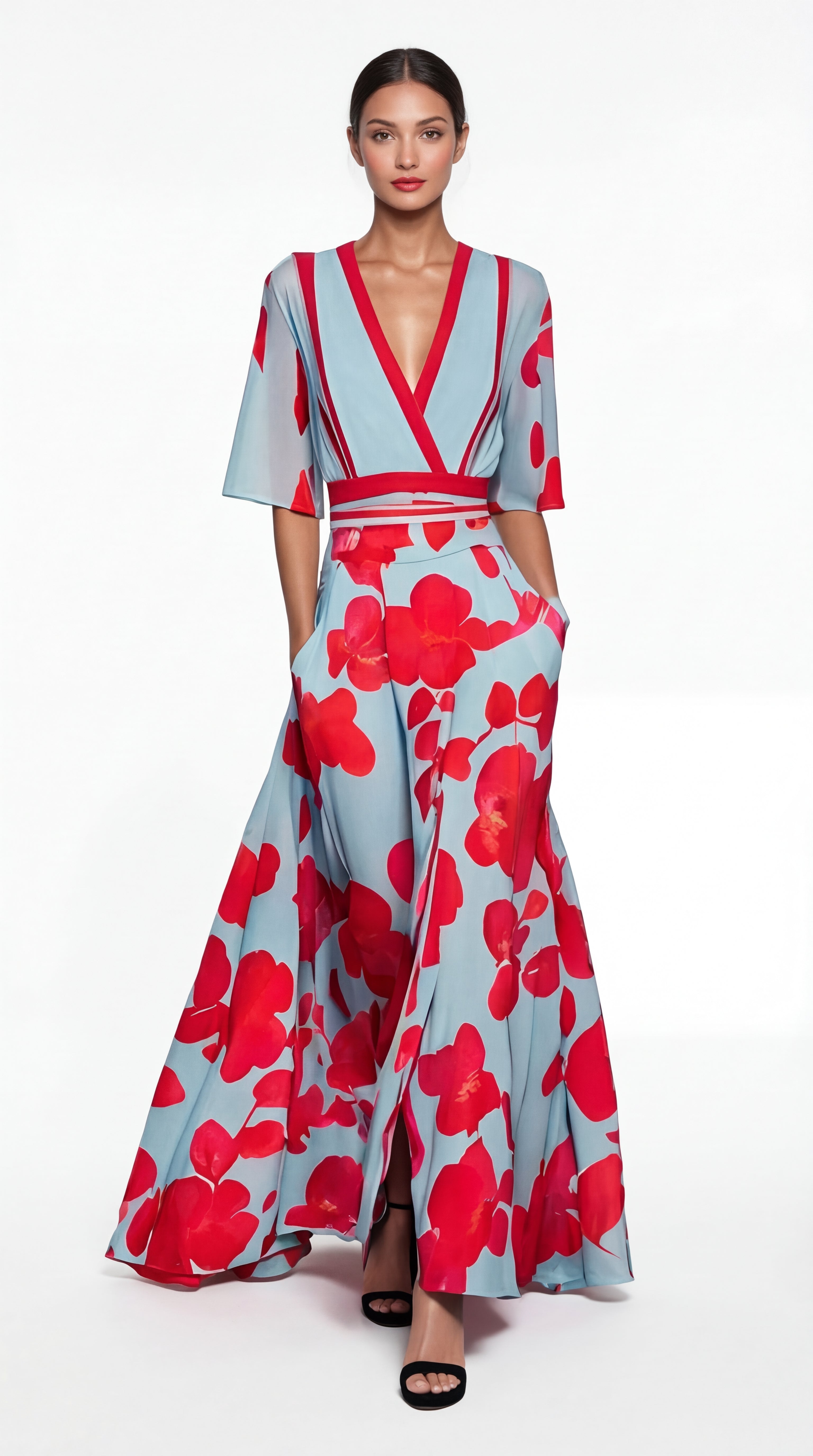 Valentina | Elegant Maxi Dress with Deep Neckline