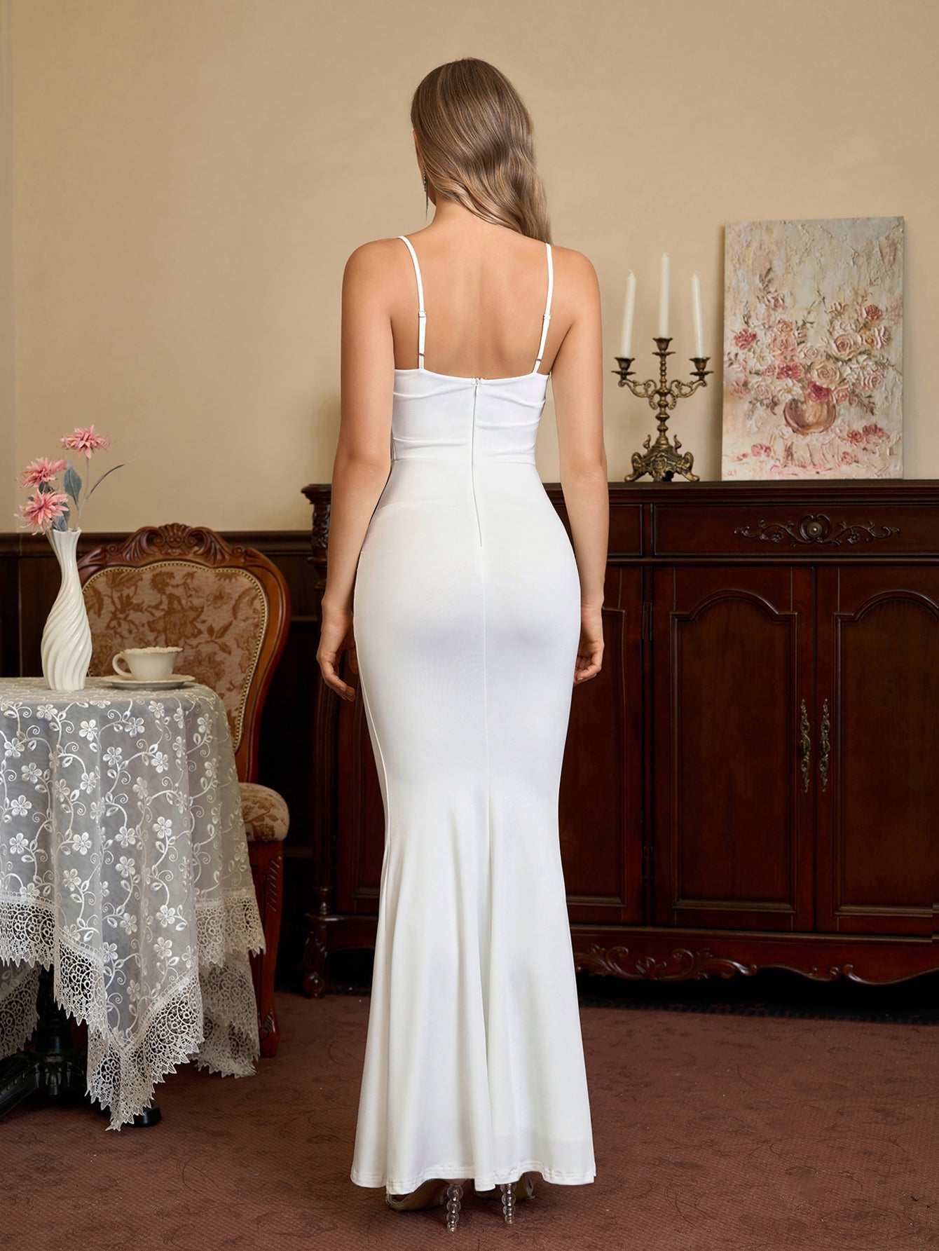 Solid Ruched Bodycon Formal Dress