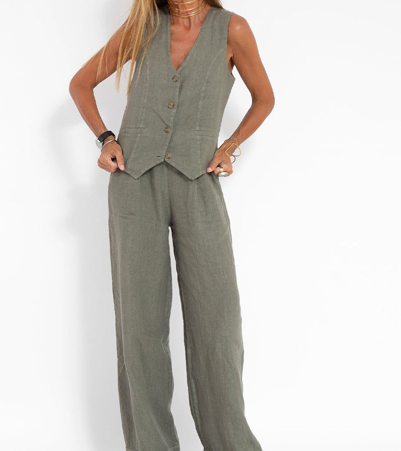 Aira – Elegant Two-Piece Set with Vest & Wide-Leg Trousers