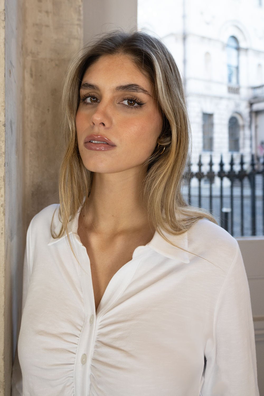 Addison Ruched Cotton Shirt