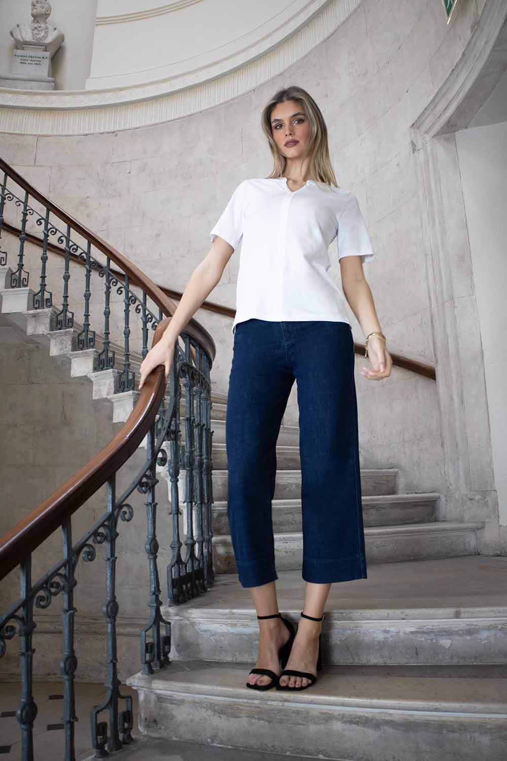 Bella Short Sleeve V Cotton Tee