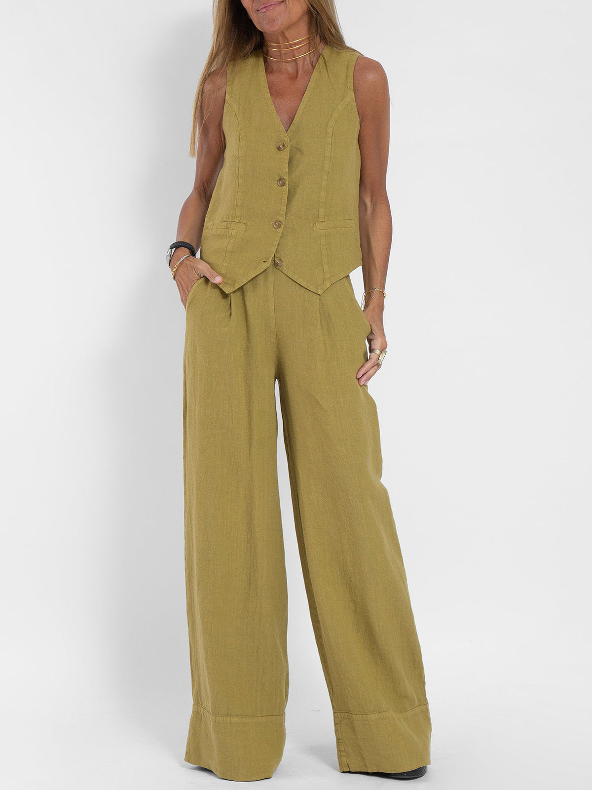 Aira – Elegant Two-Piece Set with Vest & Wide-Leg Trousers
