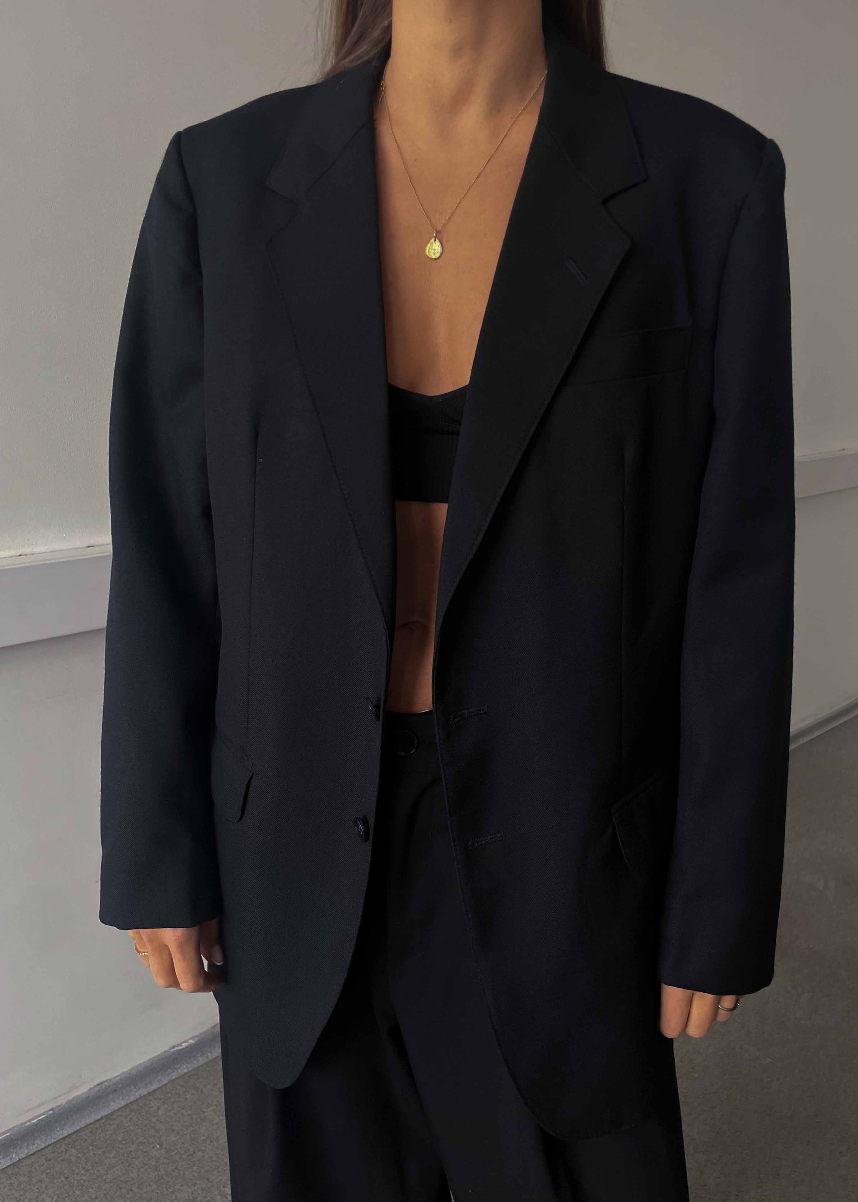 Vintage Black Classic Oversized Blazer