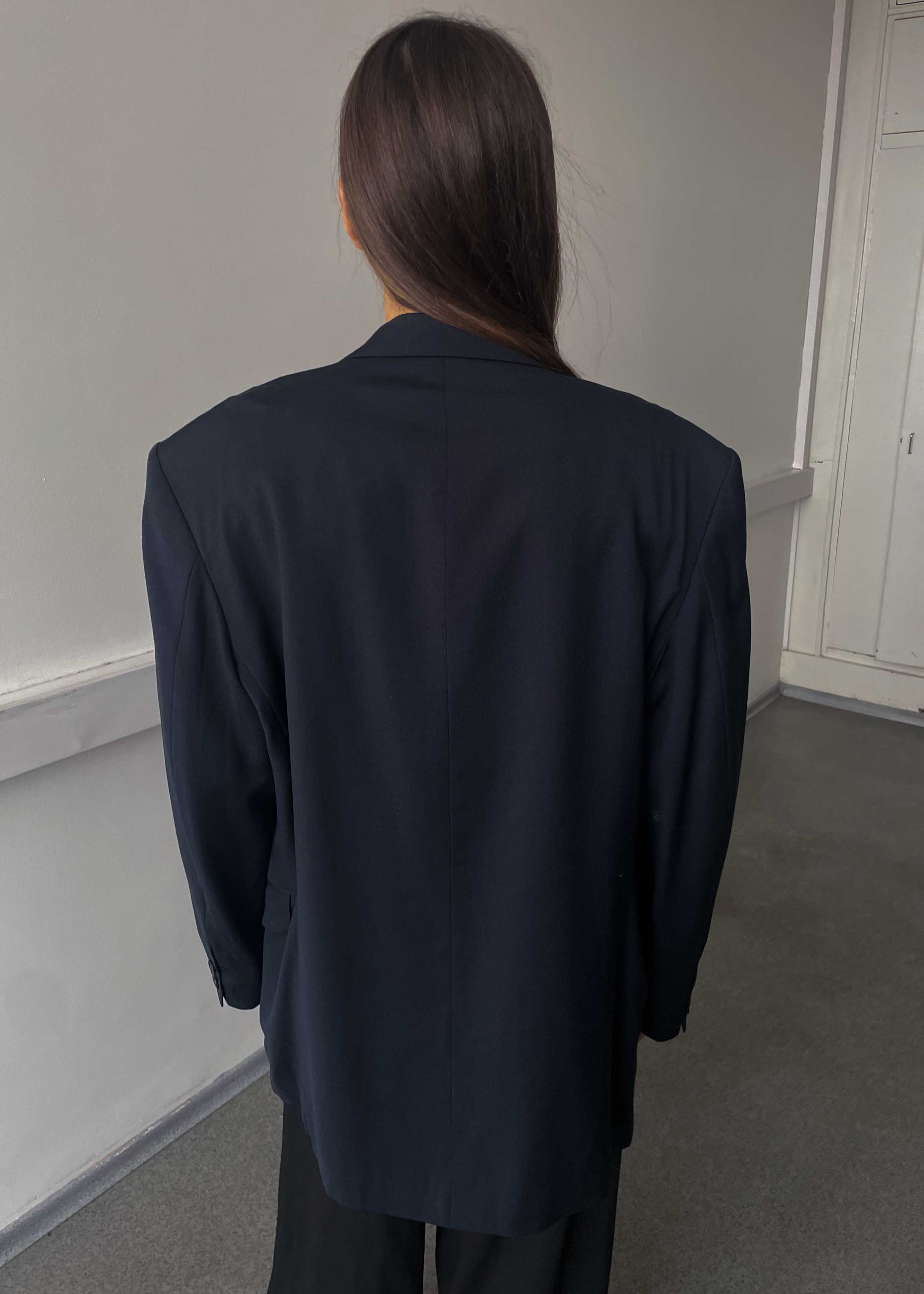 Vintage Navy Blue Oversized Double Breasted Blazer