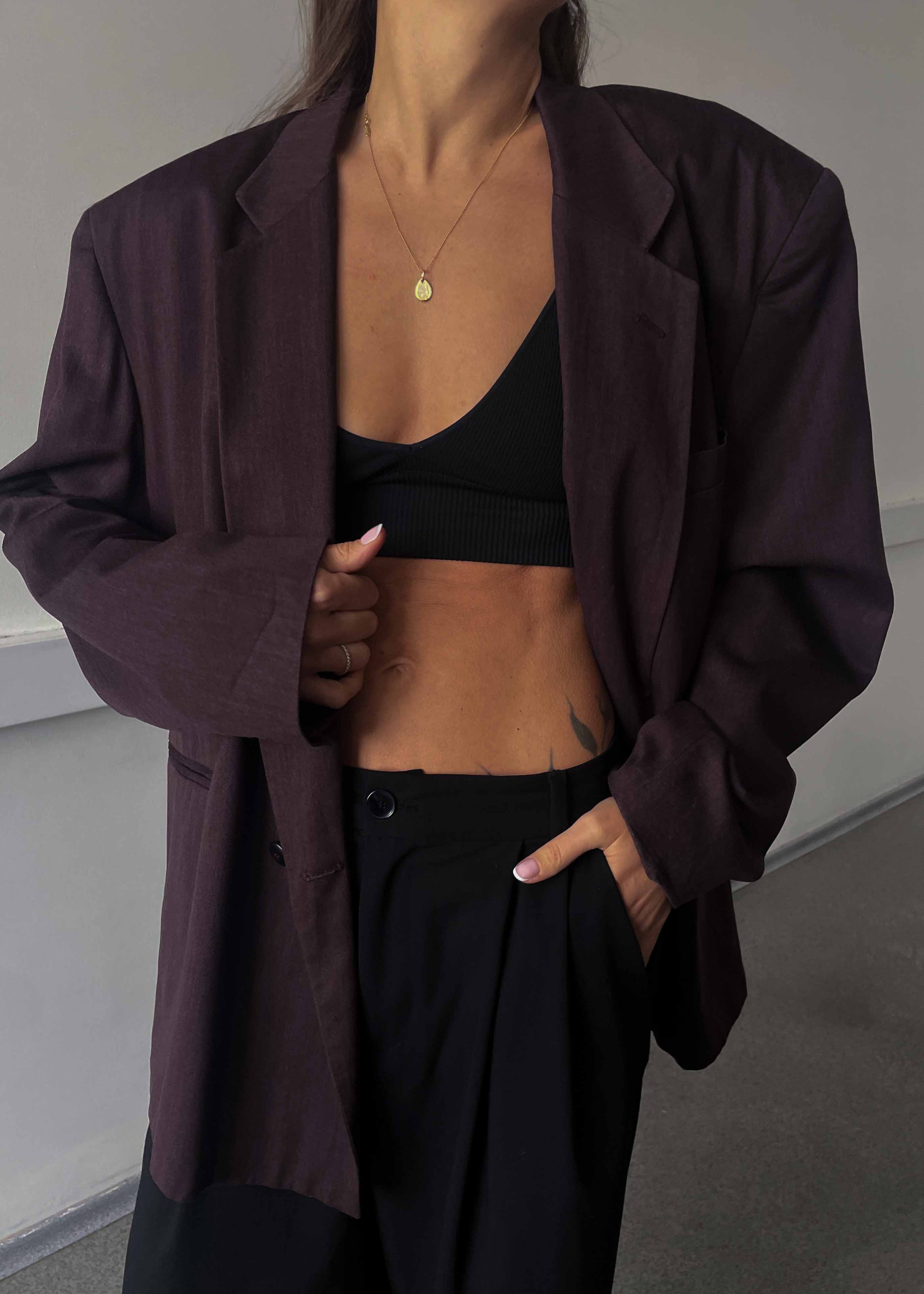 Vintage Burgundy Oversized Double Breasted Blazer