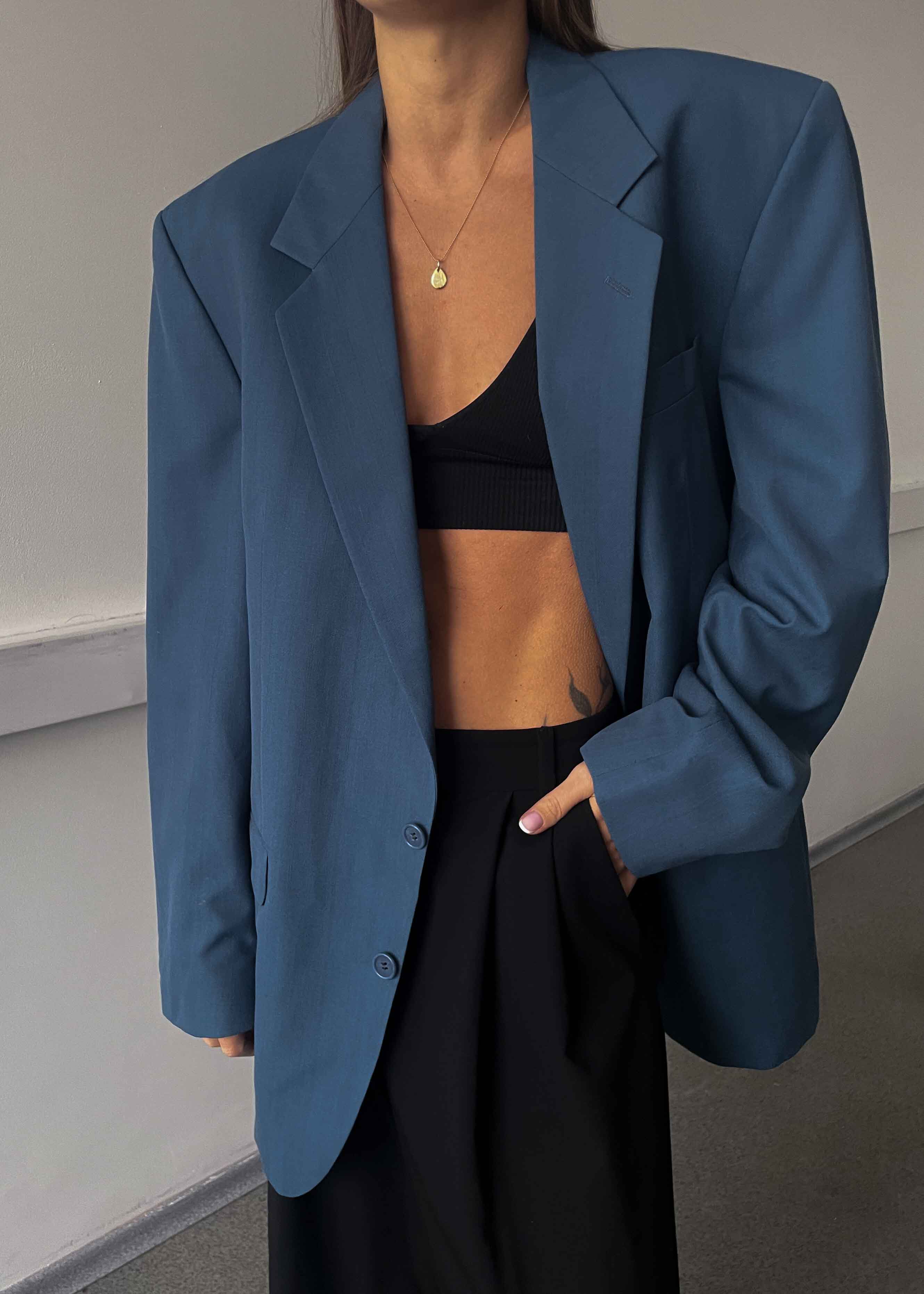 Vintage Light Blue Oversized Blazer