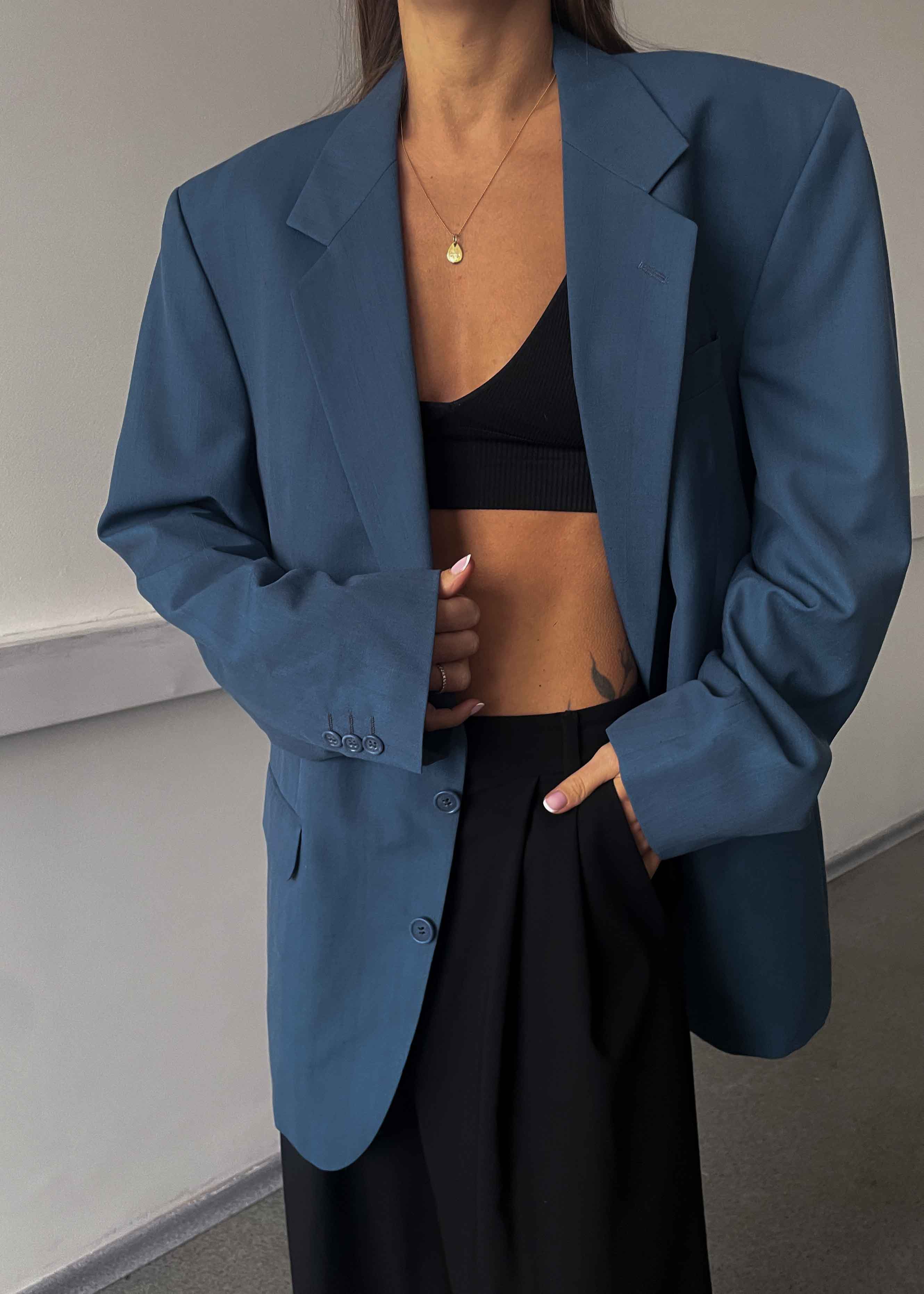 Vintage Light Blue Oversized Blazer