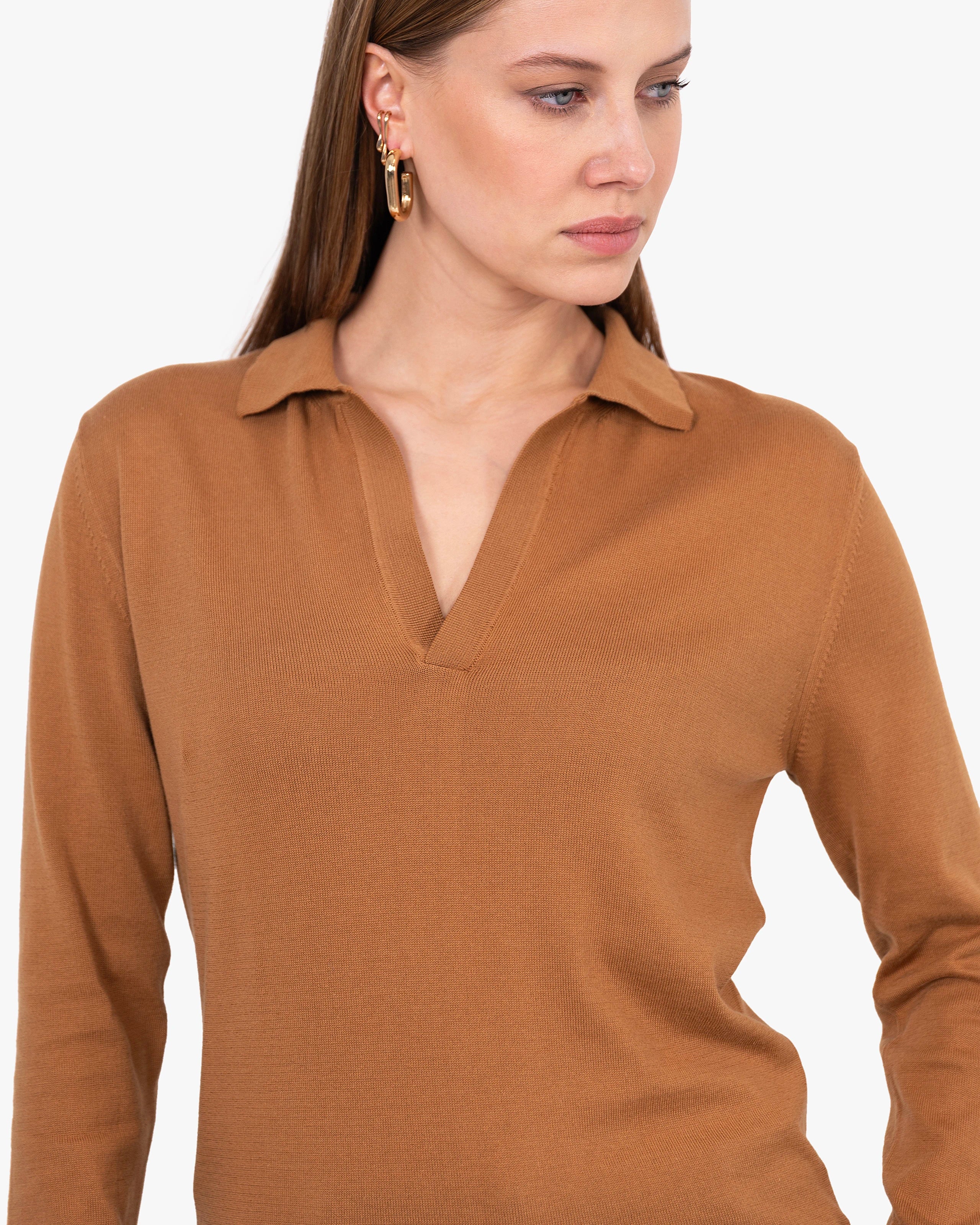 Women's Oasi Polo Sweater - Hazelnut