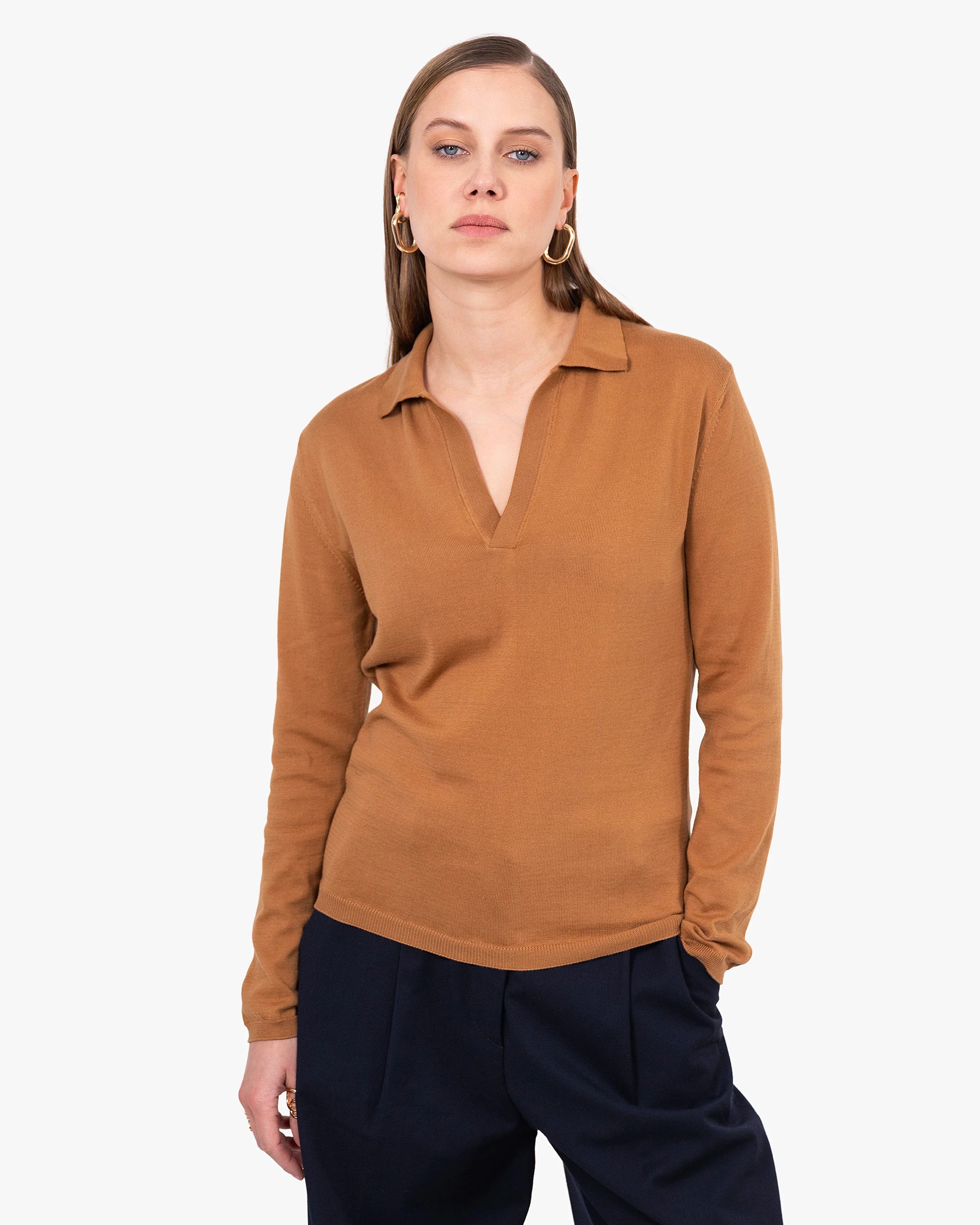 Women's Oasi Polo Sweater - Hazelnut
