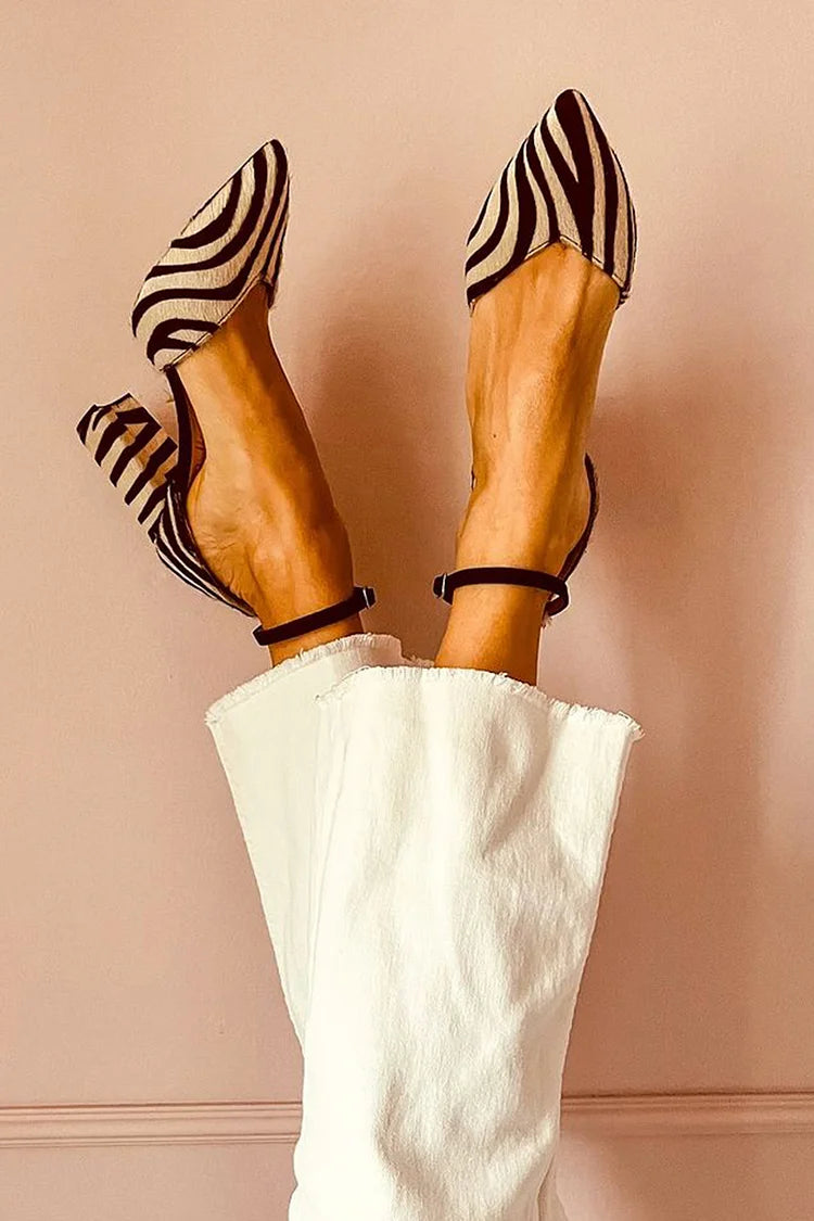 Fiona | Zebra-Print Ankle Strap Pumps