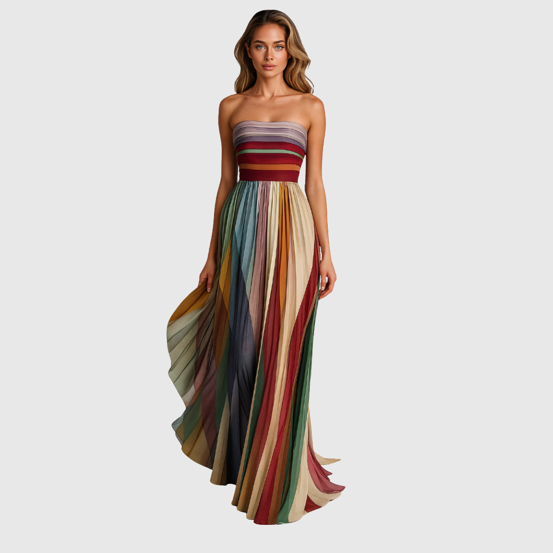 Isola - Elegant Pleated Evening Dress