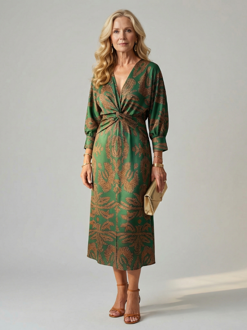 Lune | Natural Wrap Midi Dress