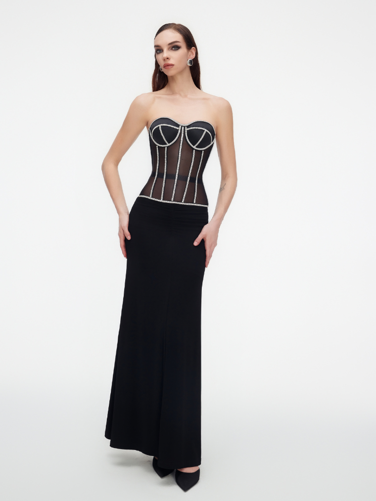 Secret form bra with rhinestones black