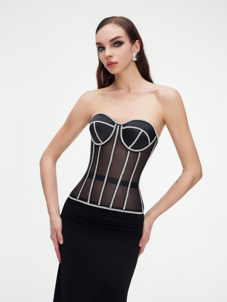 Secret form bra with rhinestones black