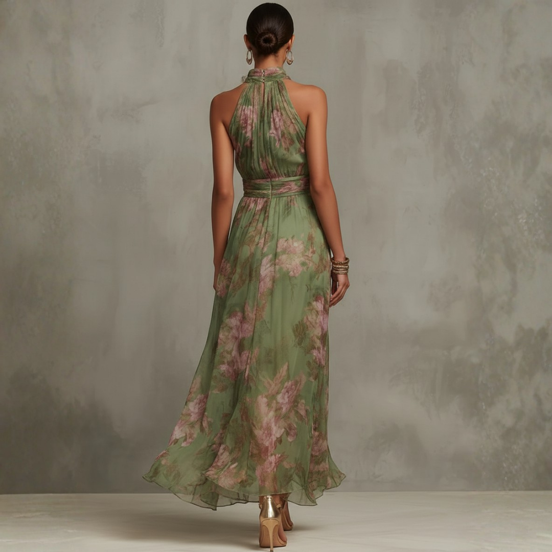 Ethereal Bloom Halter Maxi Dress