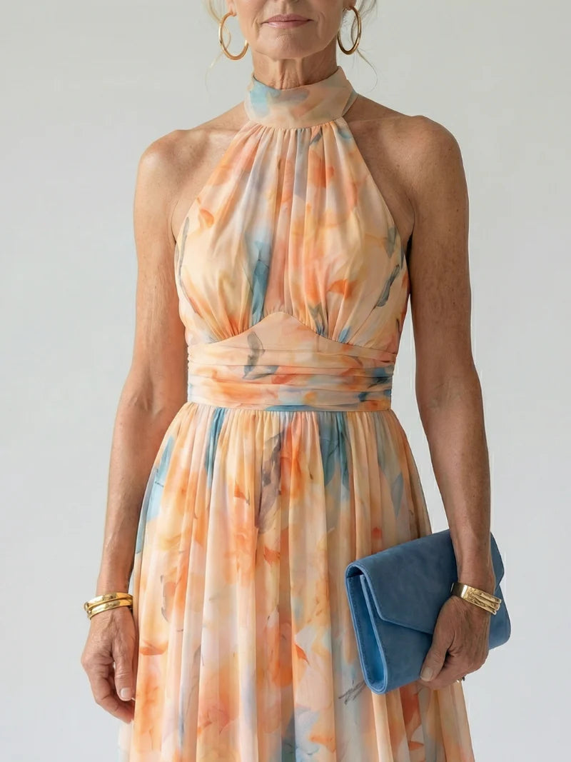 Golden Bloom Midi Dress
