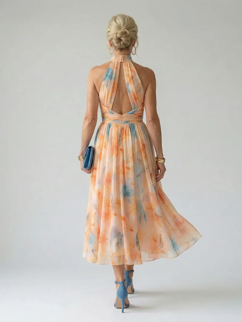 Golden Bloom Midi Dress