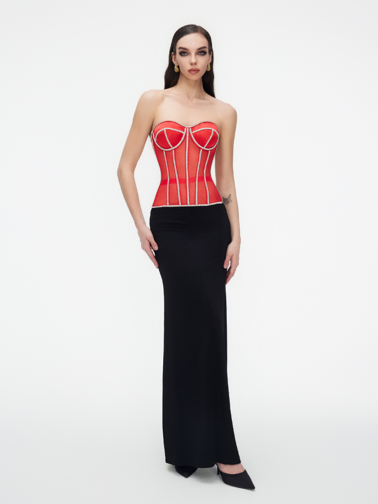 Secret form bra with rhinestones red