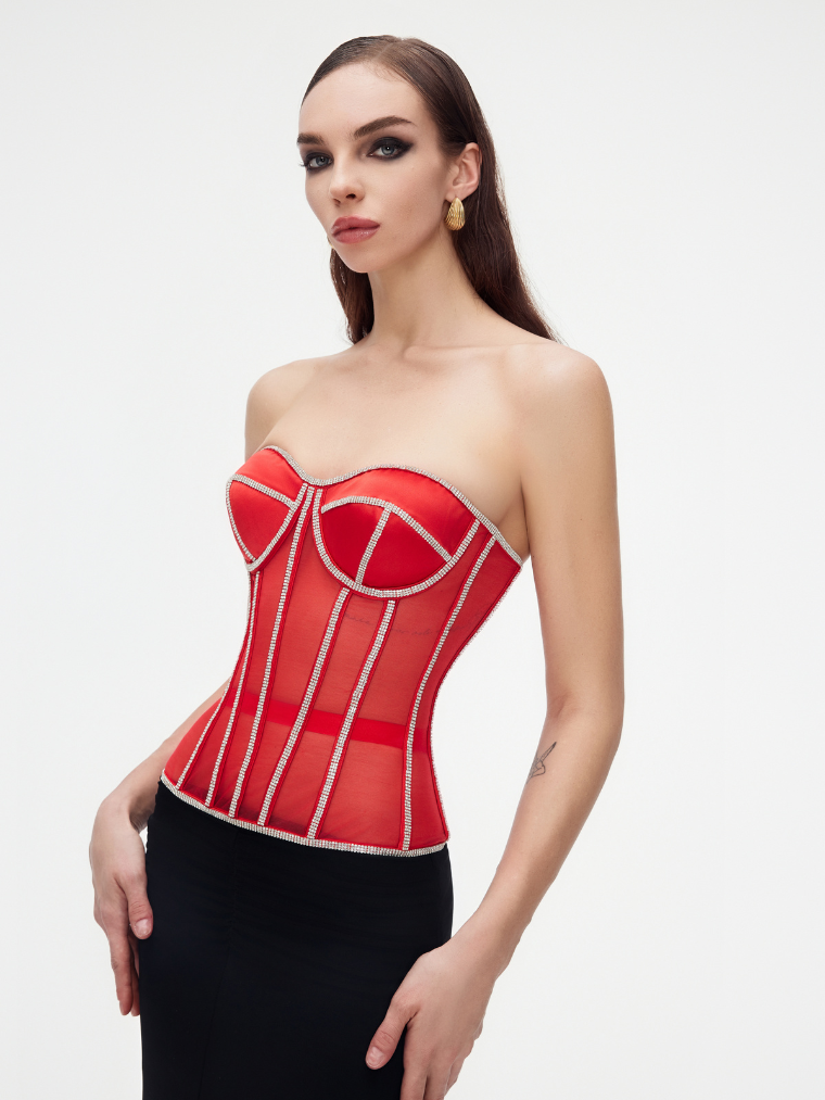 Secret form bra with rhinestones red