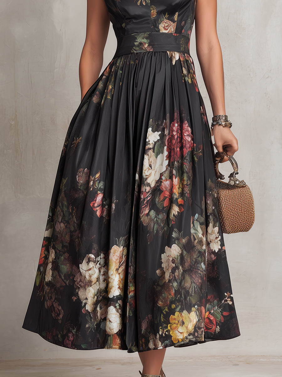 Midnight Bloom Midi Dress