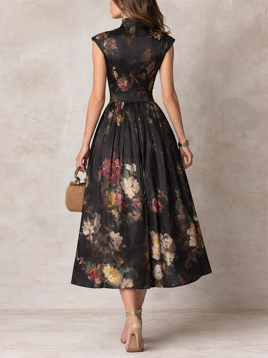 Midnight Bloom Midi Dress