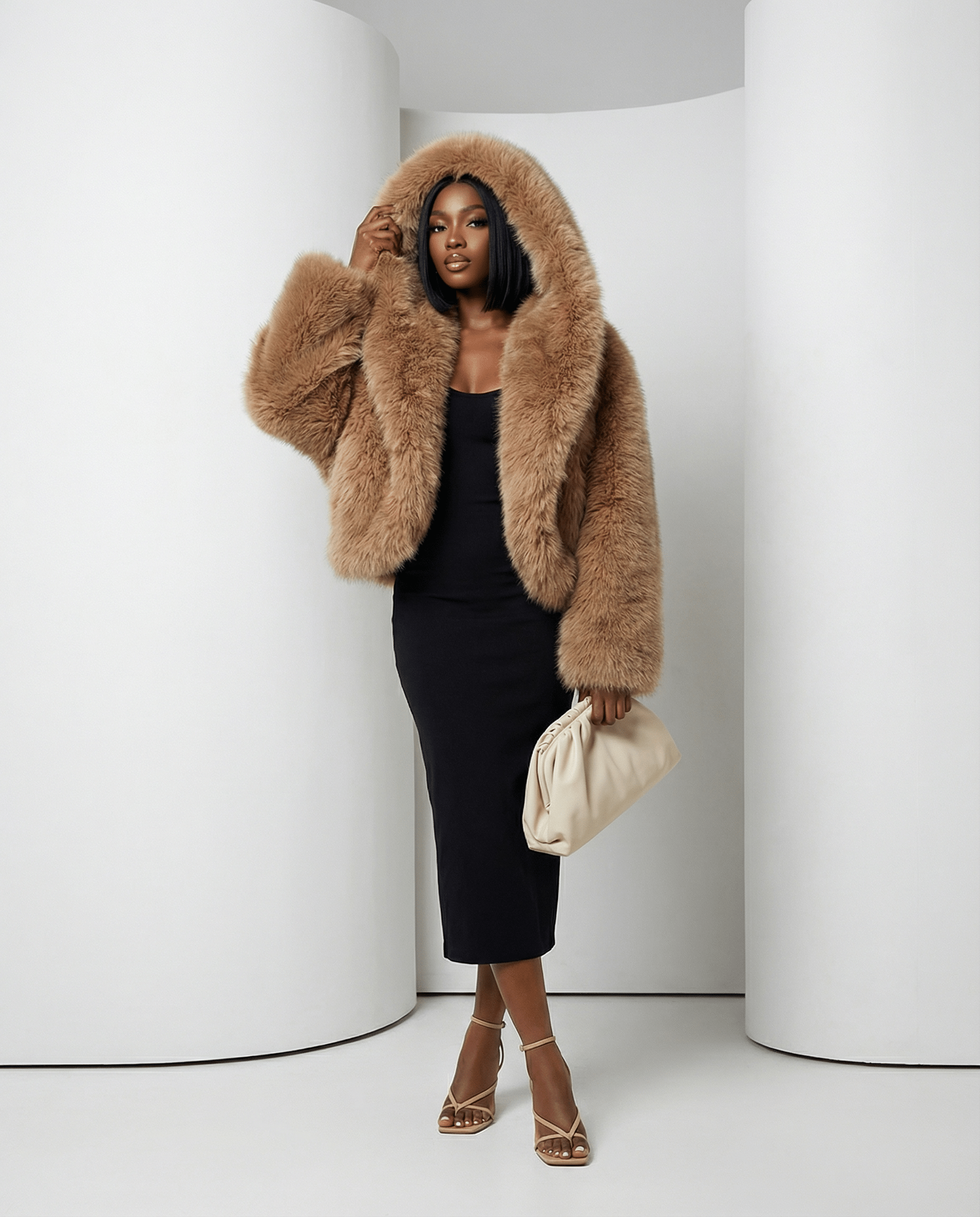 Ravena Hooded Faux-Fur Jacket