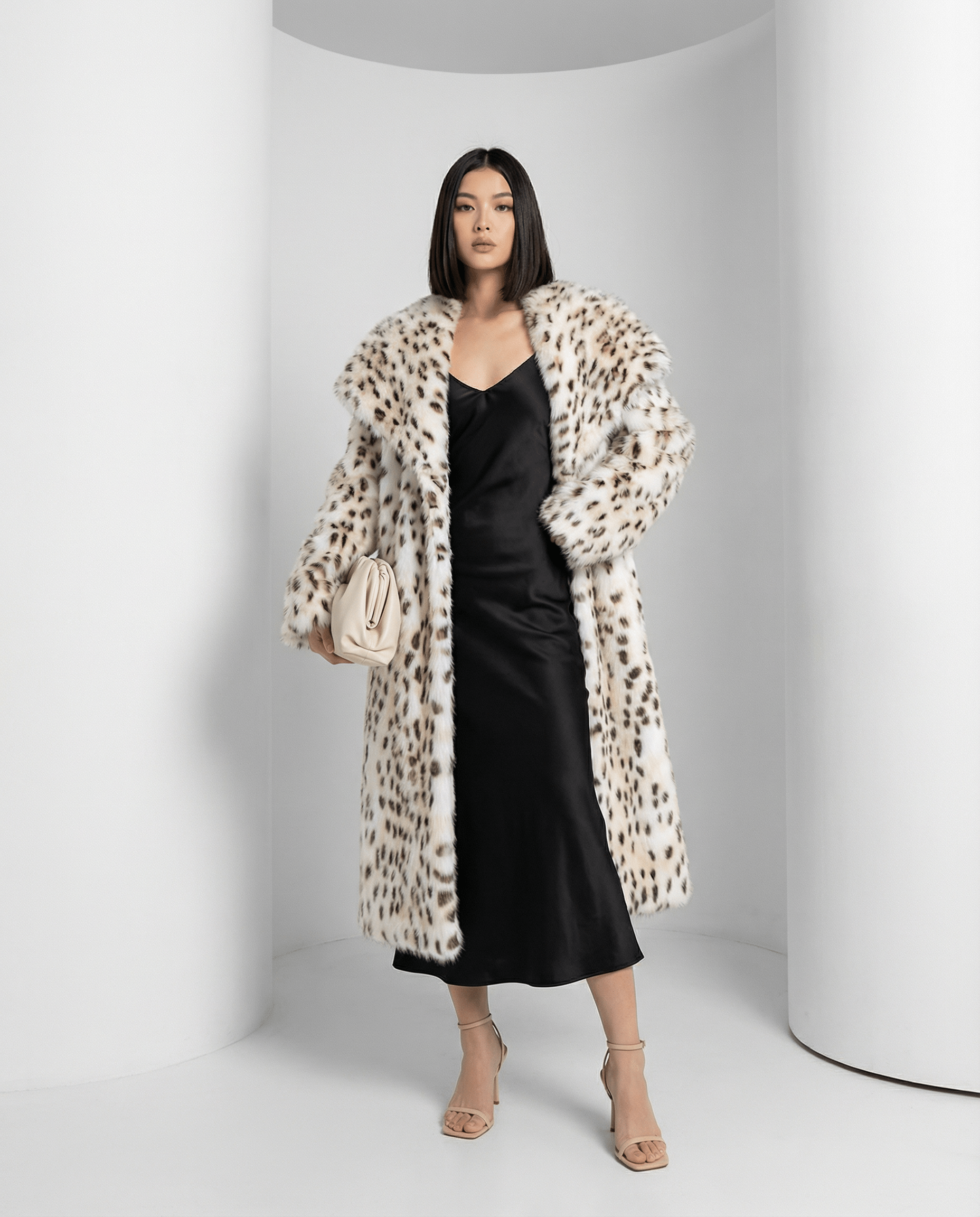 Asteria Snow-Leopard Faux-Fur Coat