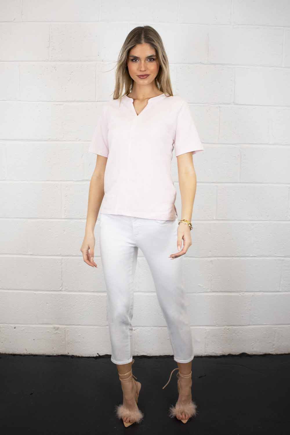 Bella Short Sleeve V Cotton Tee