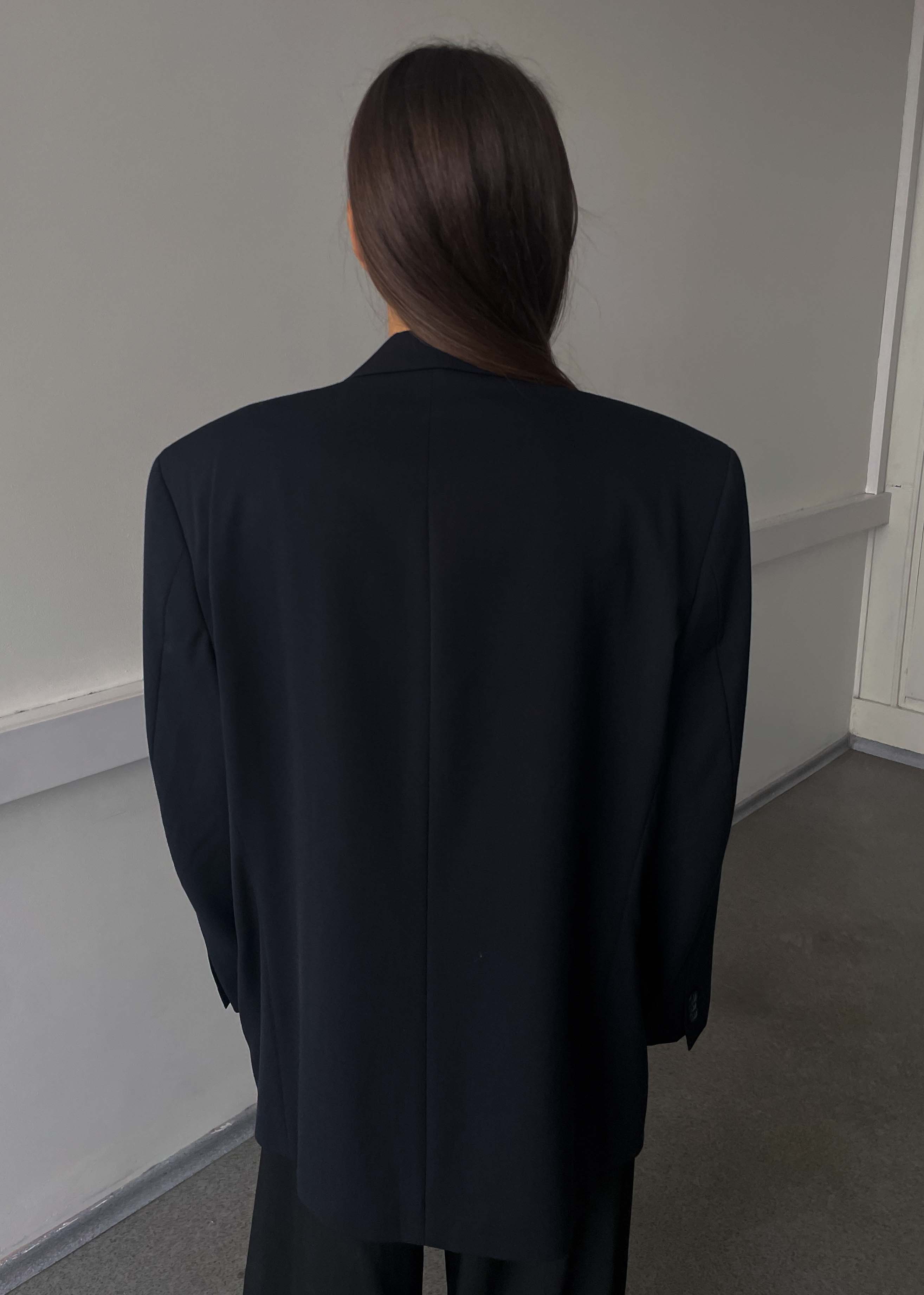 Vintage Navy Blue Classic Oversized Blazer