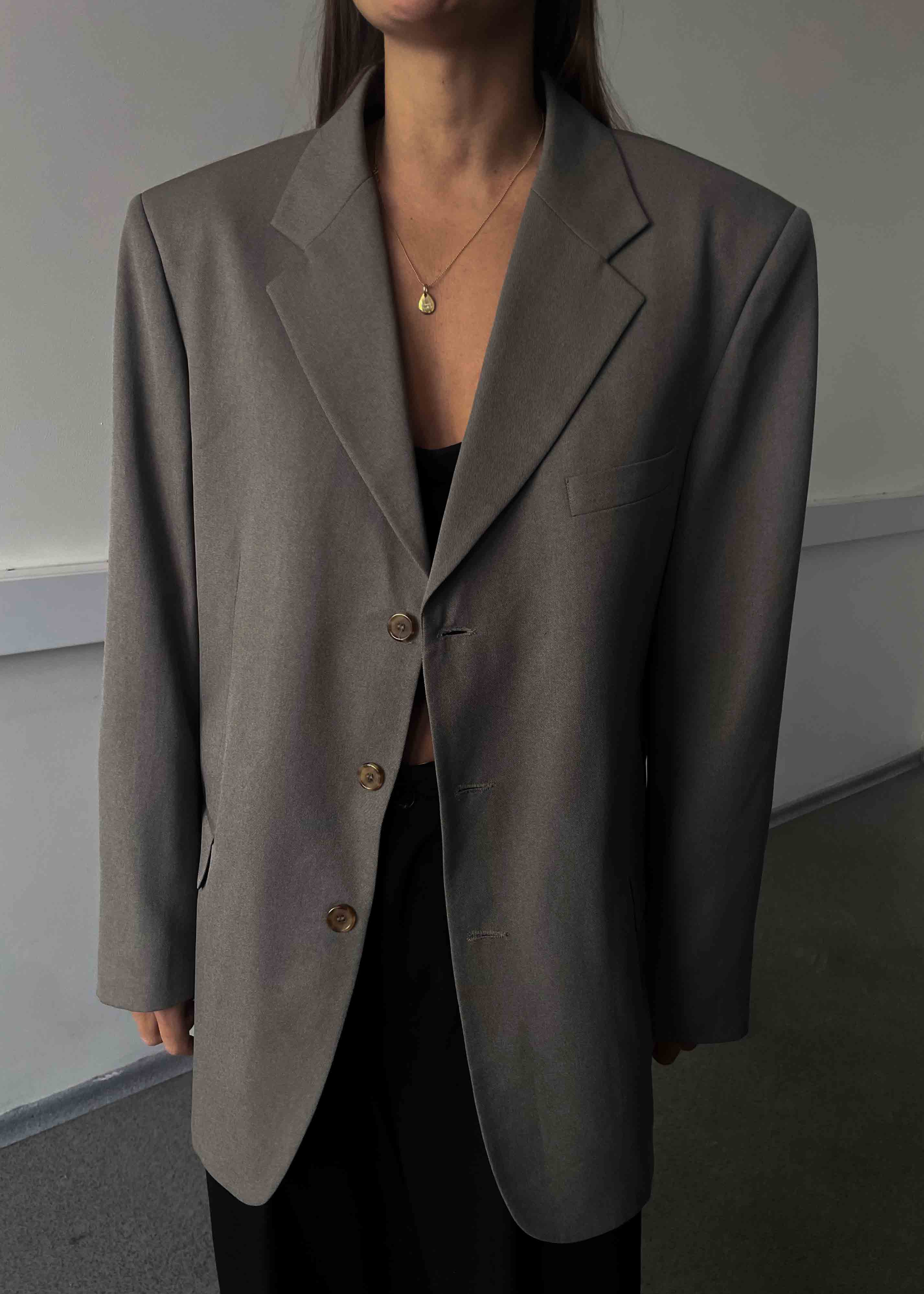 Vintage Light Grey Oversized Blazer