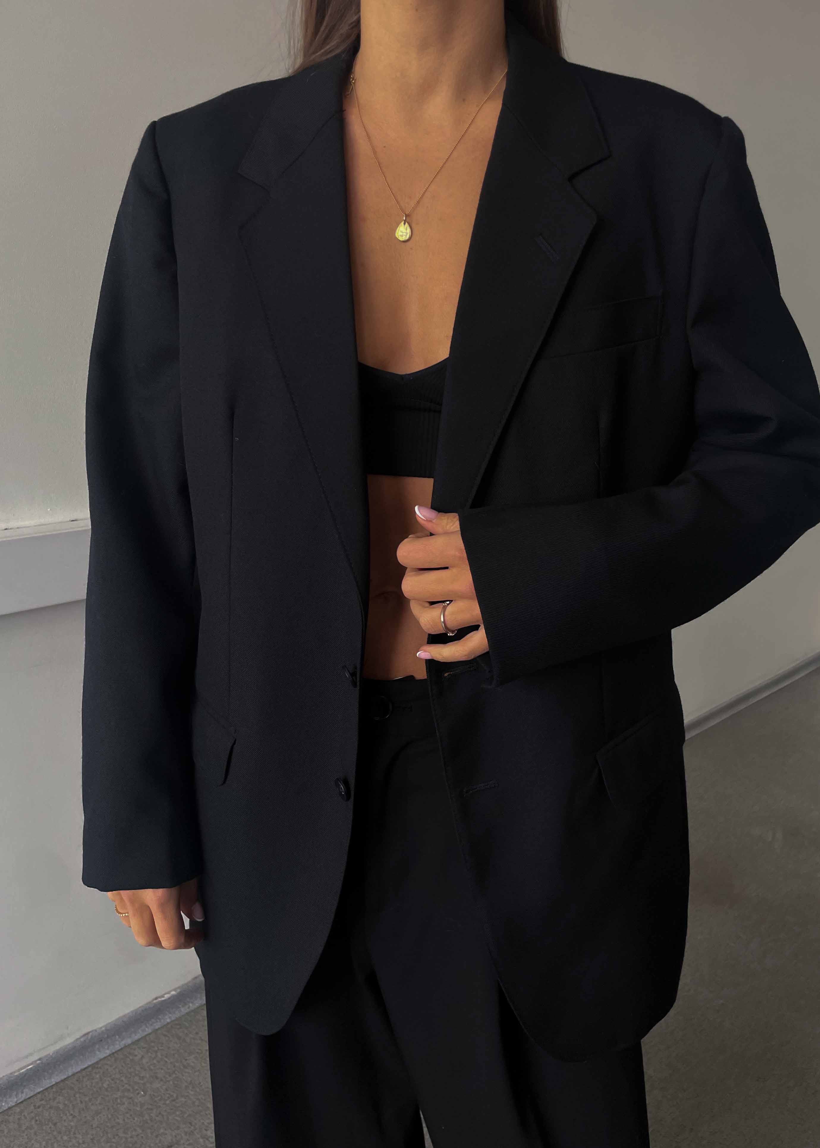 Vintage Black Classic Oversized Blazer