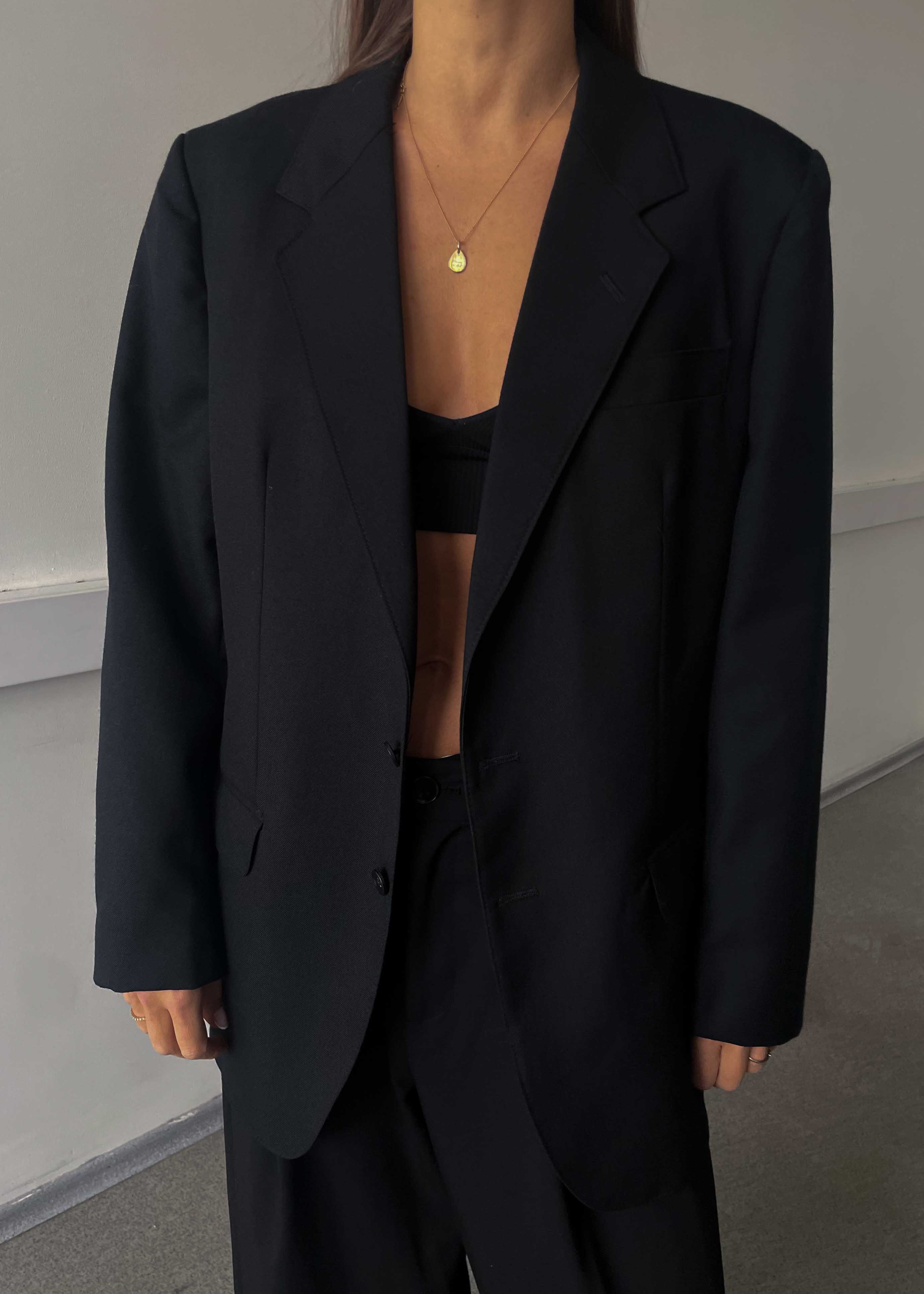 Vintage Black Classic Oversized Blazer