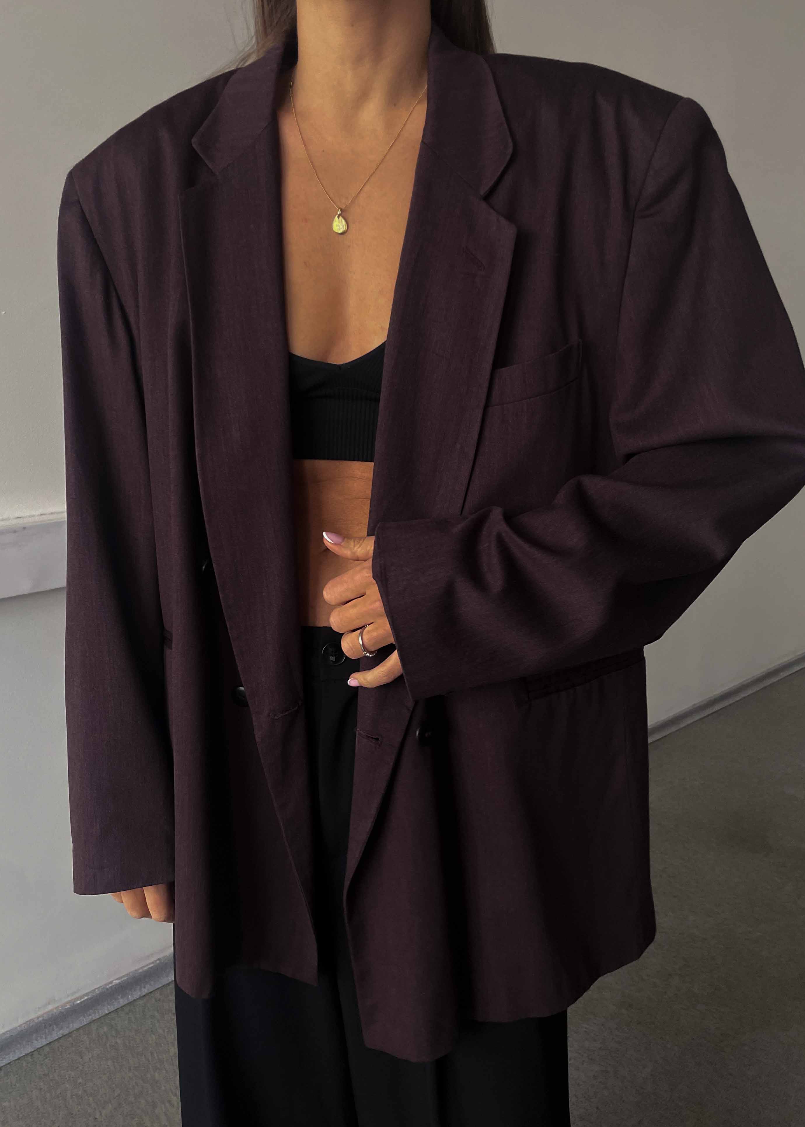 Vintage Burgundy Oversized Double Breasted Blazer