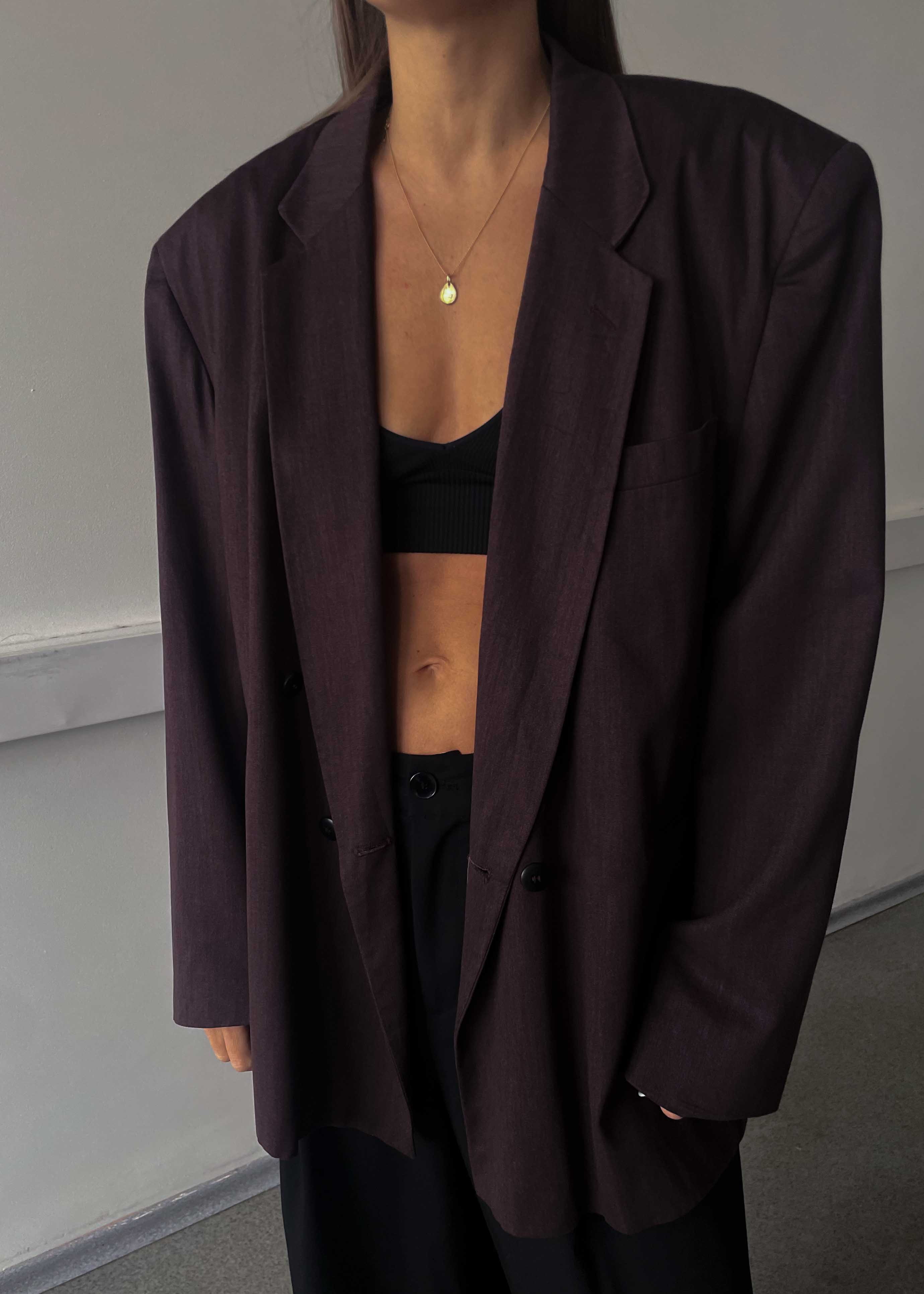 Vintage Burgundy Oversized Double Breasted Blazer