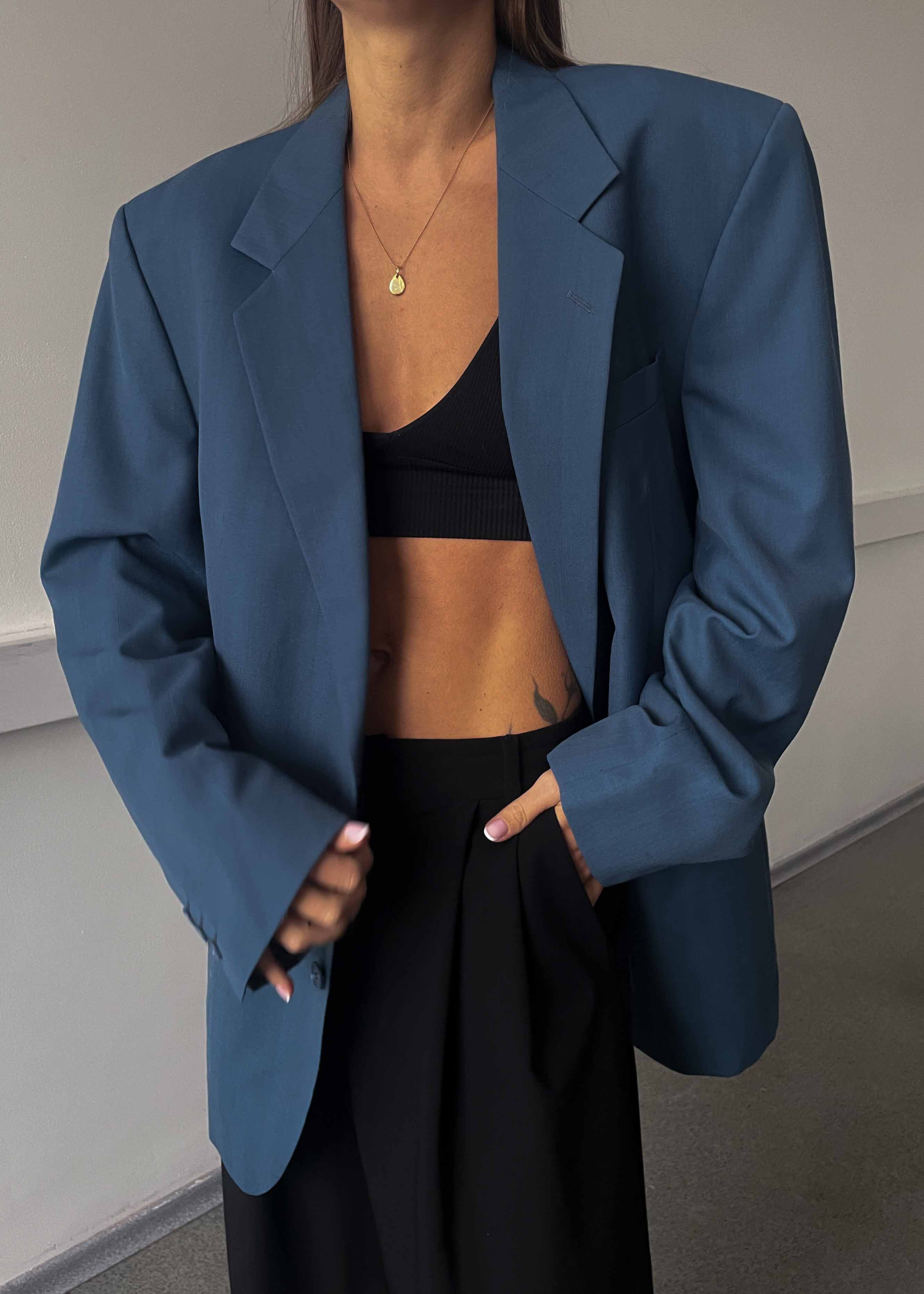 Vintage Light Blue Oversized Blazer