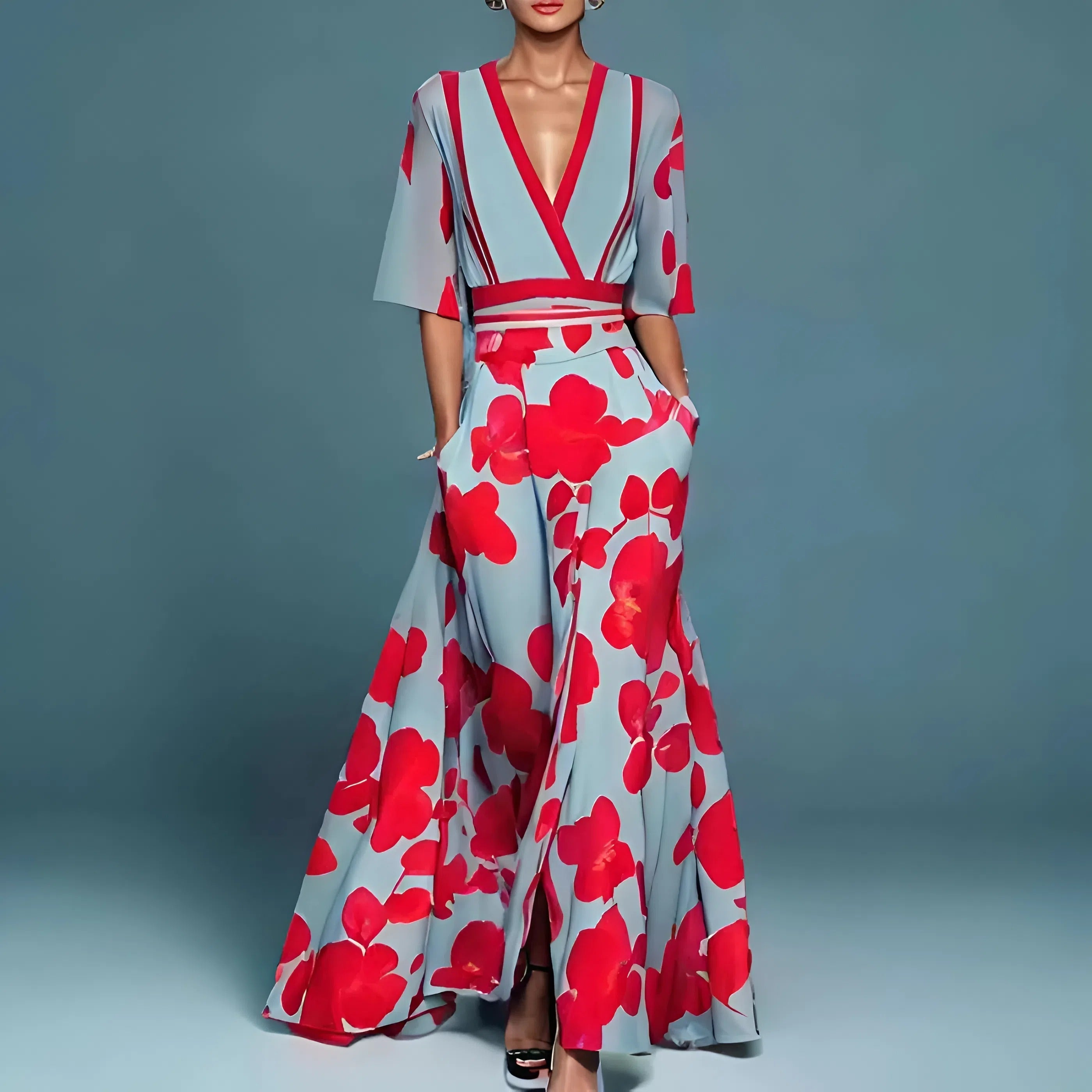 Valentina | Elegant Maxi Dress with Deep Neckline