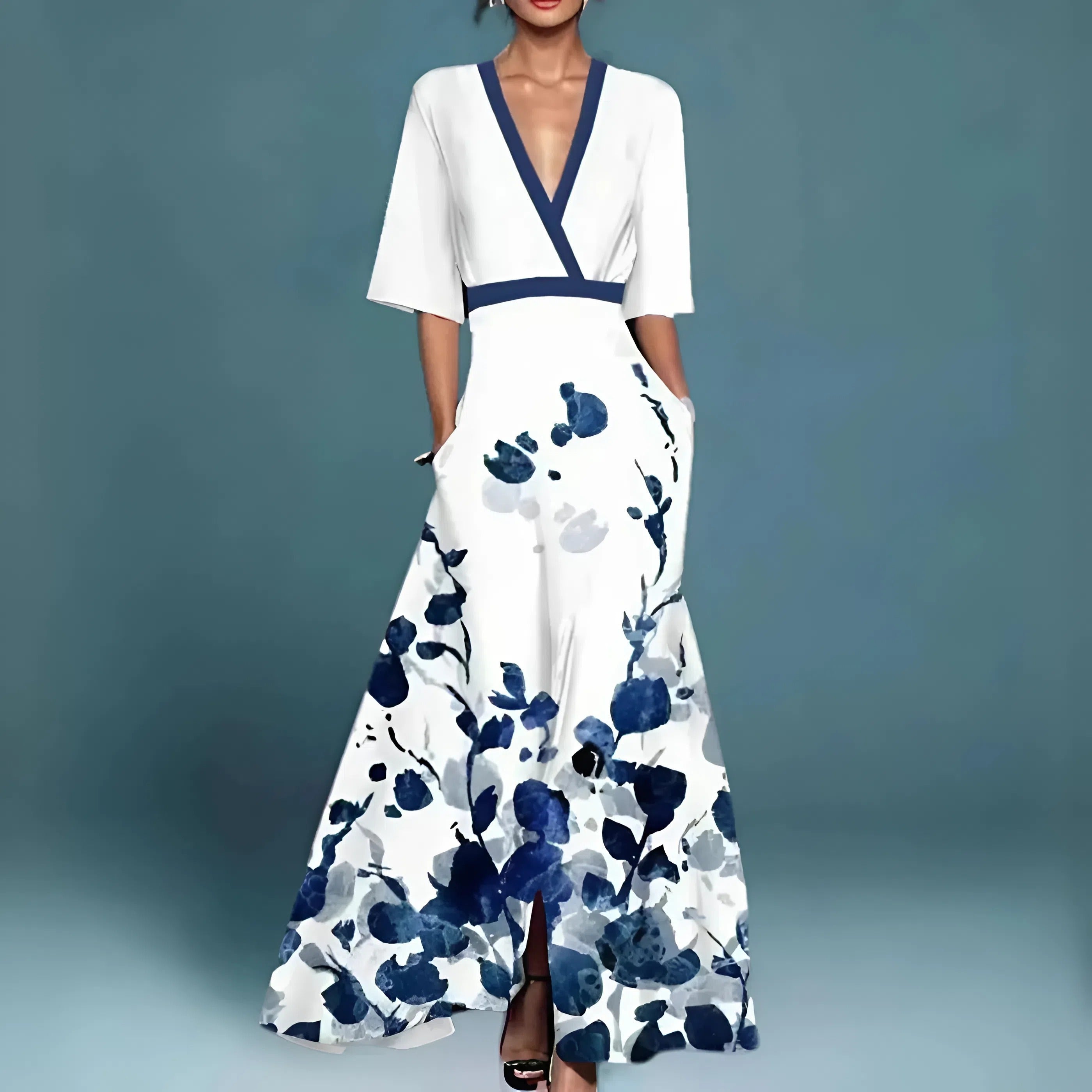 Valentina | Elegant Maxi Dress with Deep Neckline