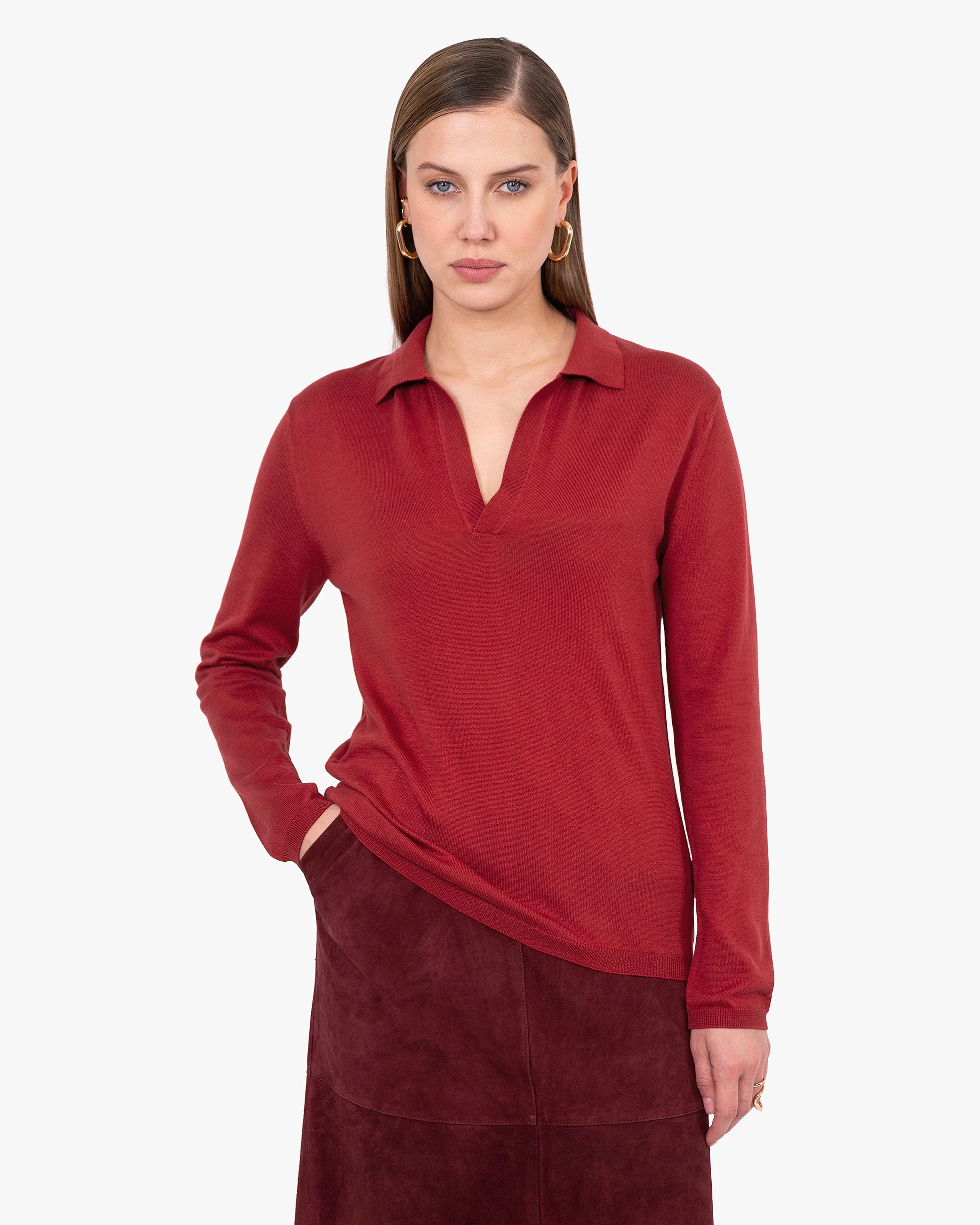 Women's Oasi Polo Sweater - Red