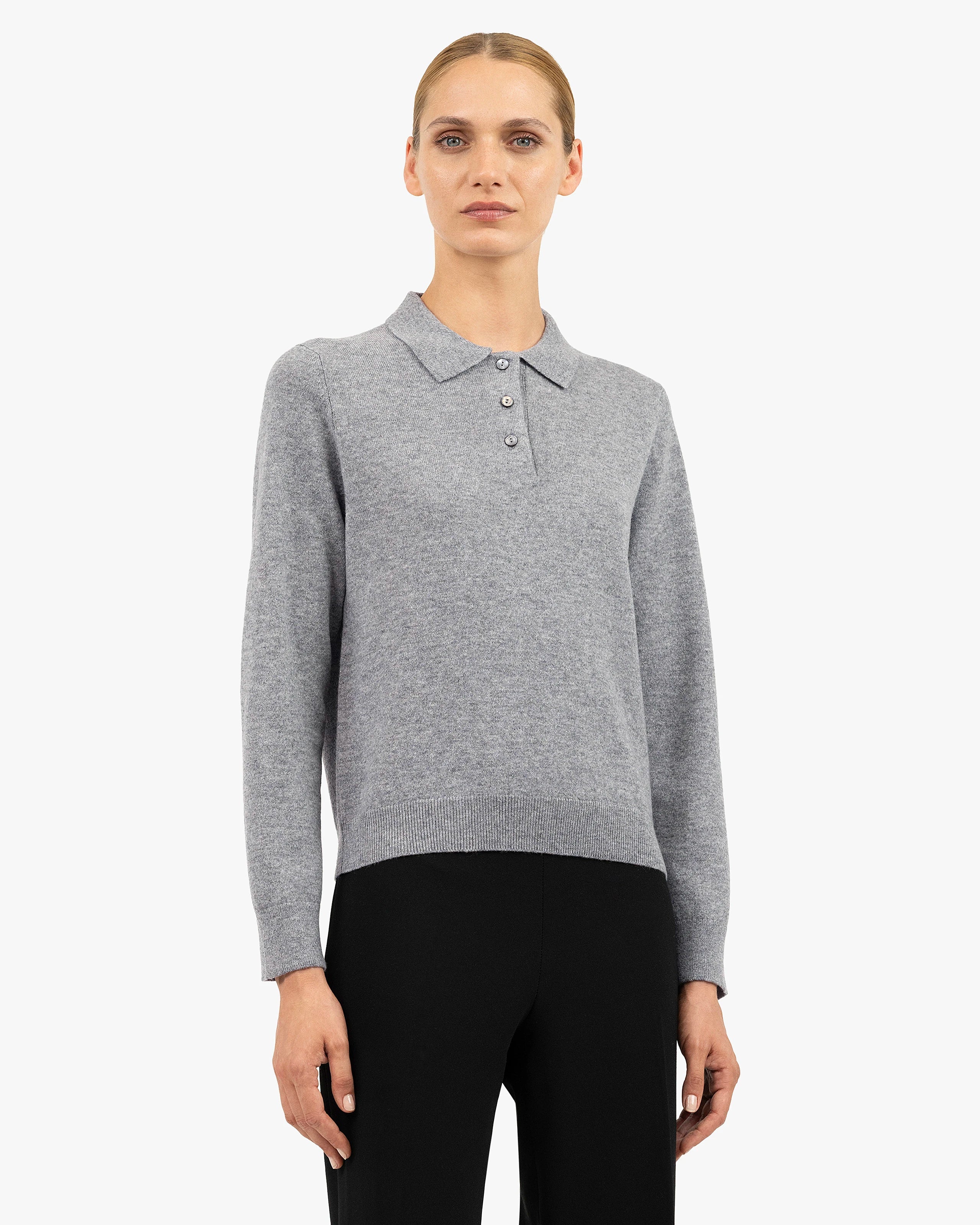 Women's Tribeca Polo Sweater - Medium Grey